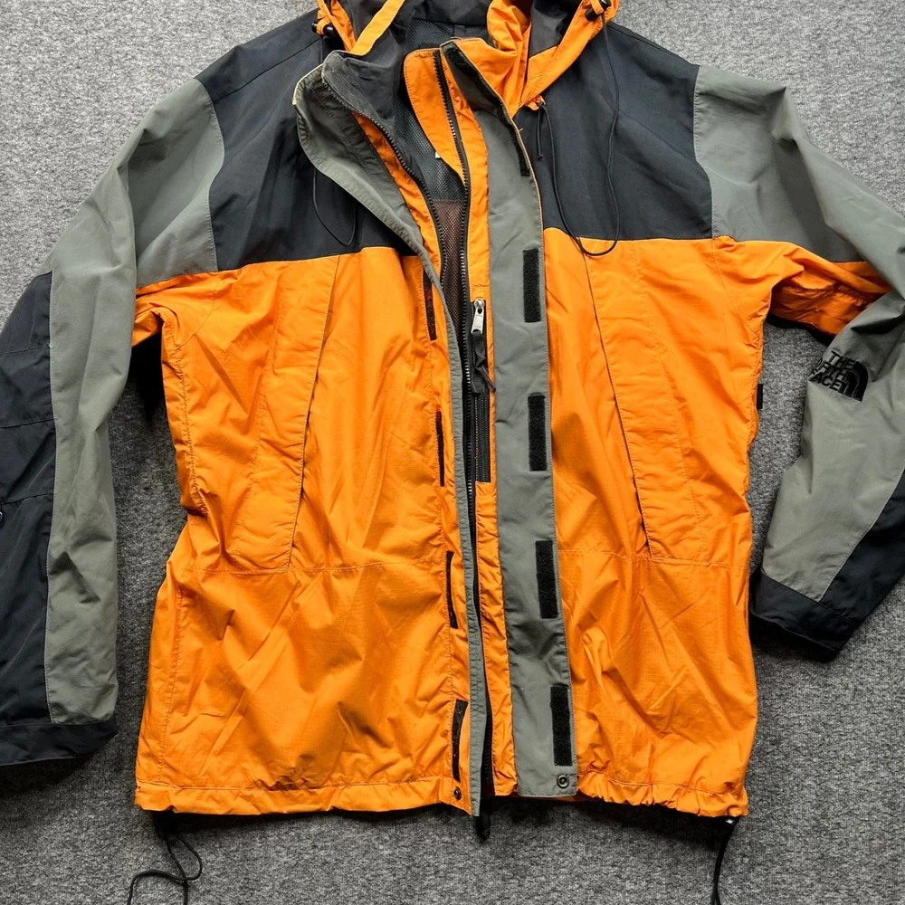 The North Face Jacket Mens XL Orange Black Grey Hooded Windbreaker - Picture 16 of 16